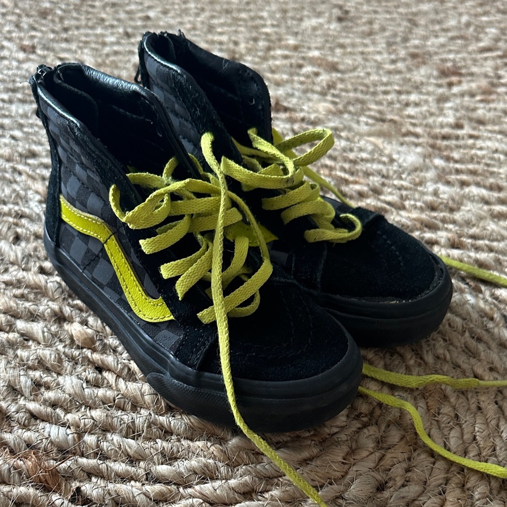 Vans Kids Black and Yellow High-Top Sneakers